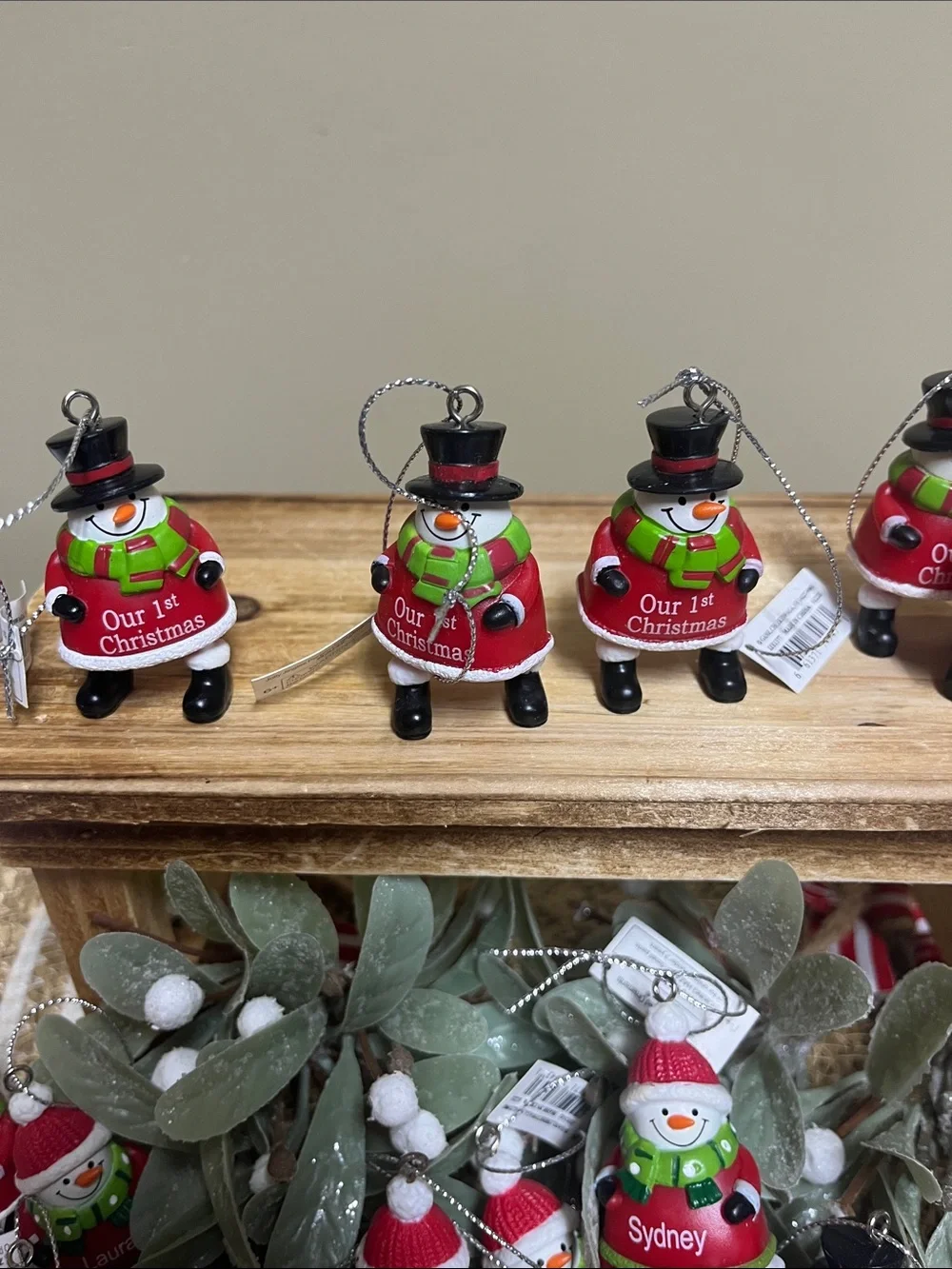 Ganz Personalized Snowman Jingle Bell Ornaments Bundle (39)